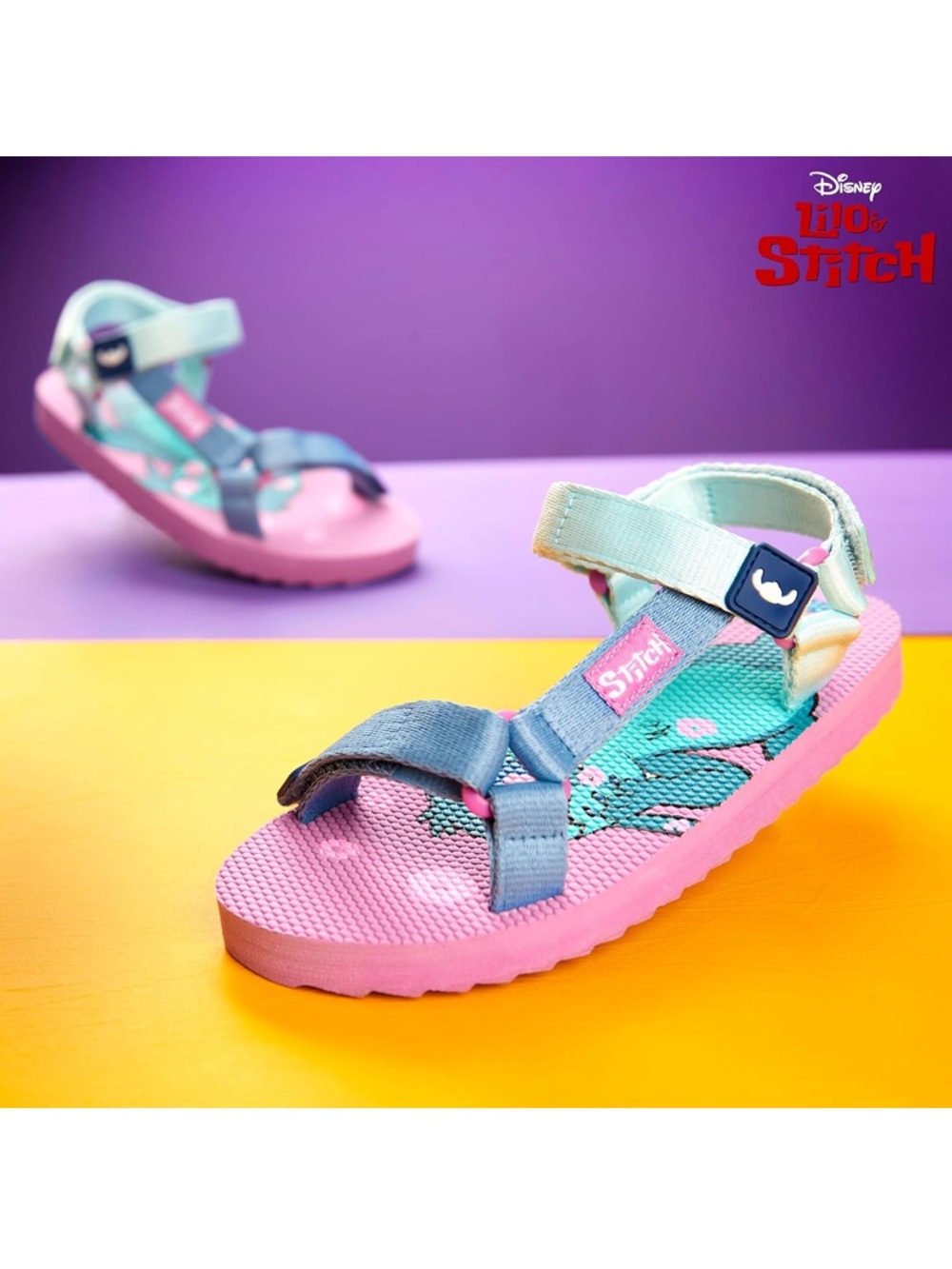 Kids' Pink & Teal Adjustable Outdoor Sandals slippers lilo & stitch girl 3y - Picture 2 of 5